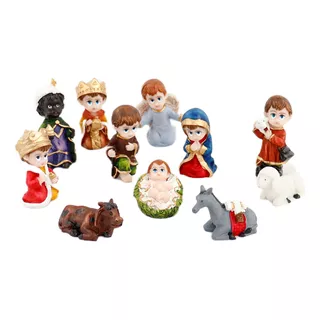 Presepio Natalino Infantil Enfeite Miniatura 11peças Resina