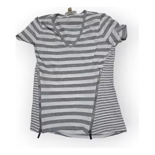 Playera Michael Kors De Mujer Talla Chica Rayada Gris/blanco