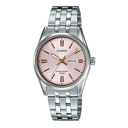 Reloj Caasio Mujer Análogo Ltp-1335d-4av Plata Y Rosa Becris