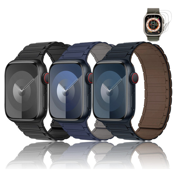 3 Correas Magnéticas Para Apple Watch Iwatch 9 8 7 Se Ultra