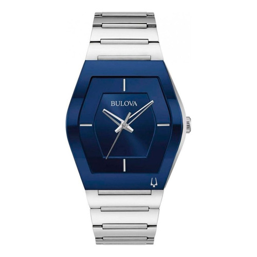 Reloj Bulova Futuro 96a258 Original Para Hombre Time Square Color de la correa Plateado Color del fondo Azul marino