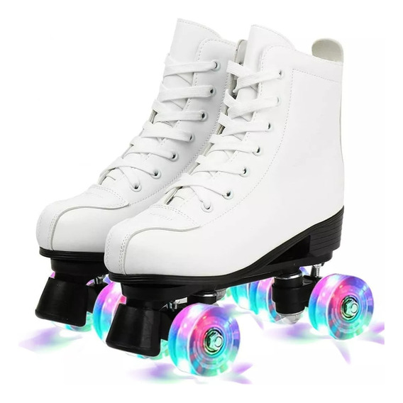 Patines Roller De 4 Ruedas Doble Fila Para Mujer Con Led