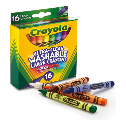 Creyones 16 Unidades Crayola Lavables De Cera Escolar Color Variados