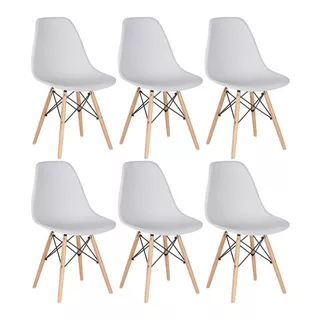 6 Cadeiras Charles Eames Wood Jantar Cozinha Dsw   Cores  Cor Da Estrutura Da Cadeira Cinza-claro