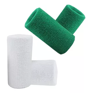 Munhequeira Toalha 15cm Pack 2 Pares Cores Verde E Branca