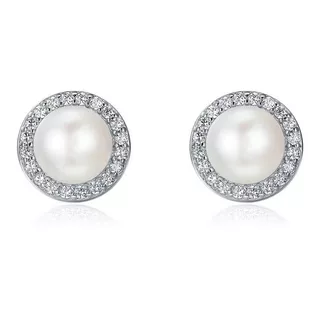 Aretes Para Mujer Perla Con Circones Fabricados En Plata 925
