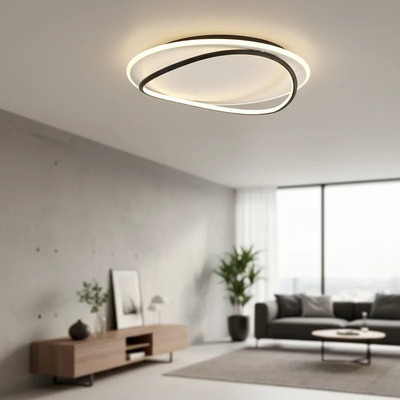 Lámpara Plafón Aplique Led Daxa Negro 44w 40cm Deco Dx