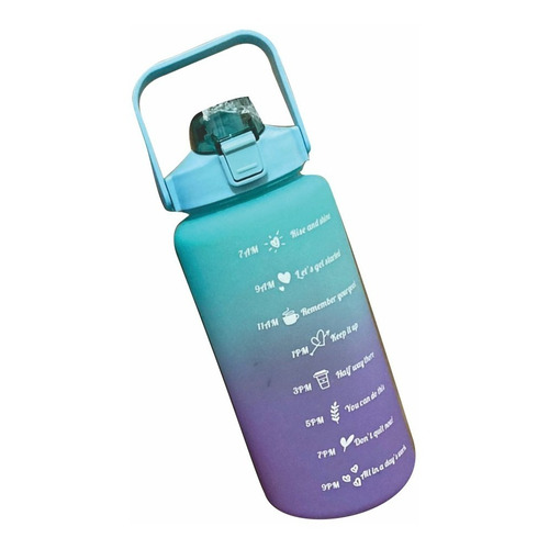 Botella De Agua Motivacional Vaso Envase Deporte Gym 2l Color MENTA