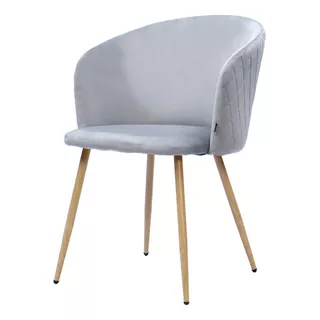 Silla Oli Tapizada Pana Apoyabrazos Simil Madera De Emuebles Cantidad De Sillas Por Set 1 Color De La Estructura De La Silla Marrón Claro Color Del Asiento Gris