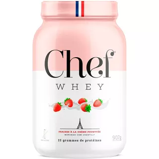 Suplemento Em Pó Chef Whey Proteínas Sabor Morango Com Chantilly Em Pote De 907ml