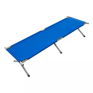 Catre Plegable Acero Camping Militar Reforzado Con Funda Color Azul