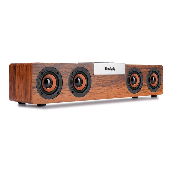 Barra De Sonido Bocina Bluetooth Recargable Madera 20w