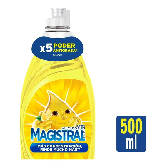 Detergente Magistral Limón X 500 Ml Nuevo Power + Desengrasa