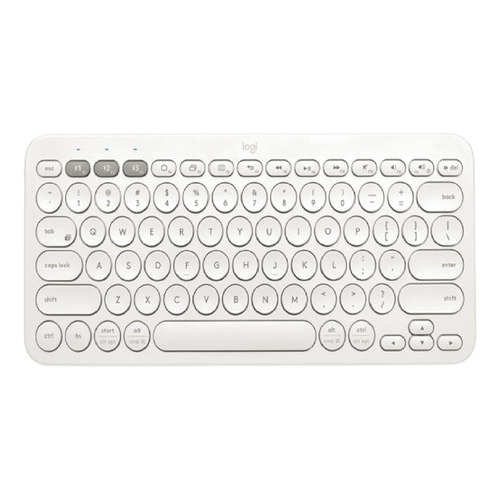 Teclado multidispositivo Bluetooth Logitech K380, teclado en color blanco, idioma inglés (EE. UU.)