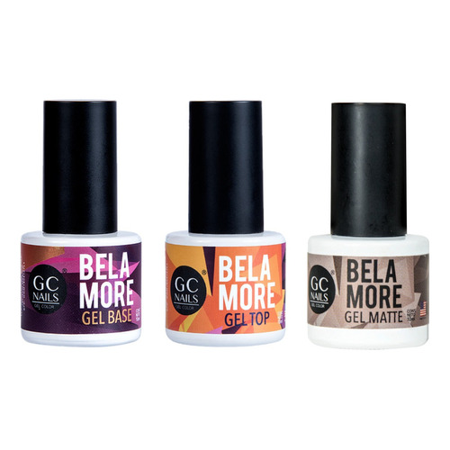 Gc Nails Pack Top + Base + Mate Belamore Gel Uñas De 3 Pasos