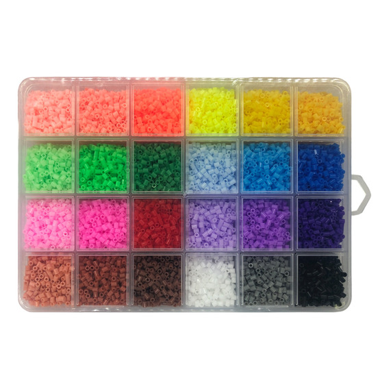 Estuche Kit Hama Beads Mini 2.5mm 24 Colores + Tabla +pinzas