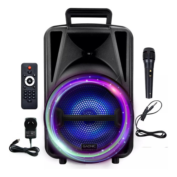 Gadnic Parlante Portatil Woofer Luces Led Negro Refabricado