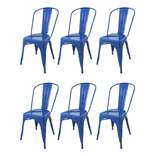 Silla de comedor DeSillas Tolix, estructura color azul claro, 6 unidades