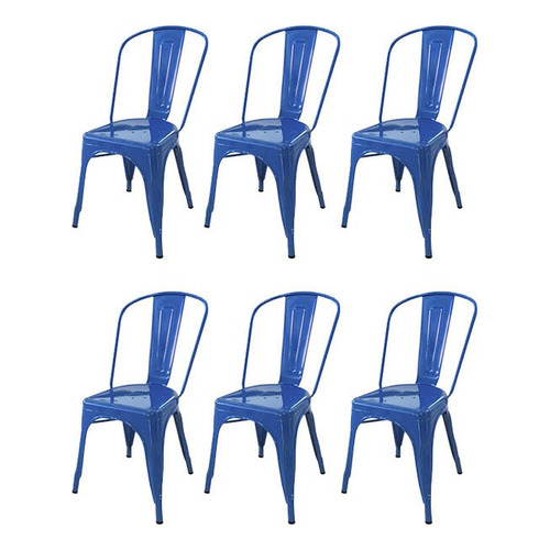 Silla de comedor DeSillas Tolix, estructura color azul claro, 6 unidades
