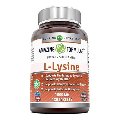 L-lisina 100% Pura 180 Capsulas 1000mg Aminoacido Eg Ll7 Sabor Nd