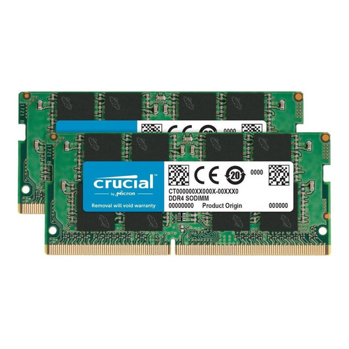 Memoria RAM gamer color verde 32GB 2 Crucial CT2K16G4SFRA32A
