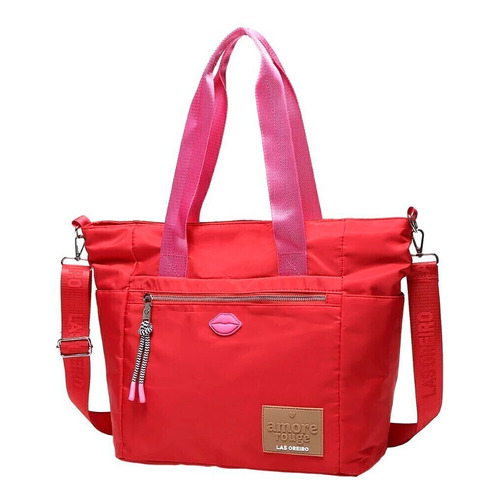 Carteras Las Oreiro Original Tote Bag Bandoleras Mujer Color Rojo 22097 Color De La Correa De Hombro Rojo Diseño De La Tela Liso