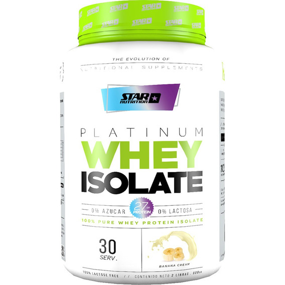 Suplemento en polvo Star Nutrition  isolate Platinum Whey Isolate proteínas sabor banana cream en pote de 907g