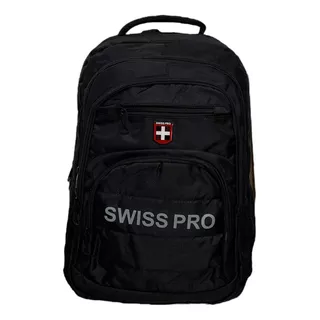 Mochila Escolar Swiss Pro Swiss003 Color Negro Diseño Liso 24l