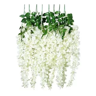 Flores X12 Colgantes Glicinas Blancas Decoracion Bodas 95cm