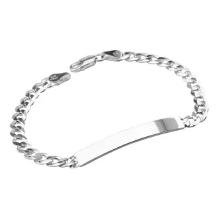 Pulsera Identidad Plata 925 Grabado Personalizado Groumet Largo 18