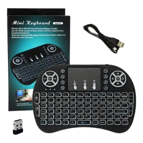Miniteclado Bluetooth retroiluminado, color del teclado: negro