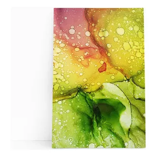 Quadro Decorativo Arte Abstrata Geométrica Canvas 140x90cm Cor Tons De Verde E Rosa Armação Borda Infinita