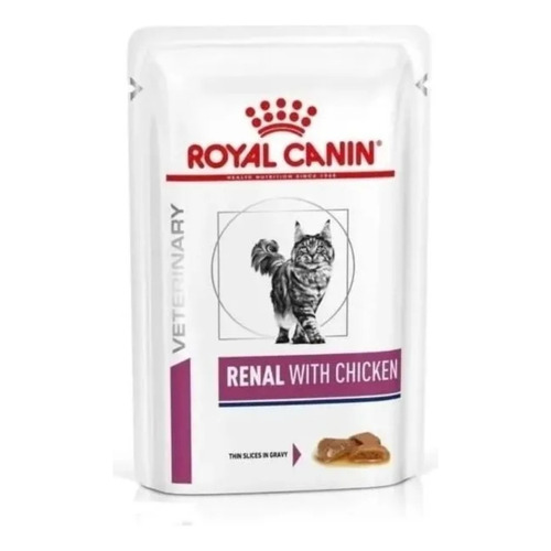 Alimento Royal Canin Veterinary Diet Feline Renal para gato adulto todos los tamaños sabor pollo en sobre de 85g