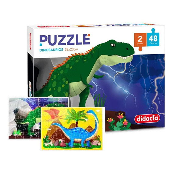 Set De 2 Puzzles Didacta De Dinosaurios 48 Piezas