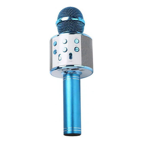 Microfono Karaoke Bluetooth Inalambrico Parlante Usb Sd Aux Color Celeste