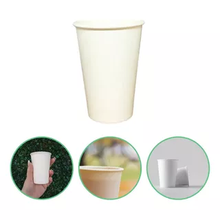 50un Copo Papel Biodegradável Térmico Água Café 200ml Branco