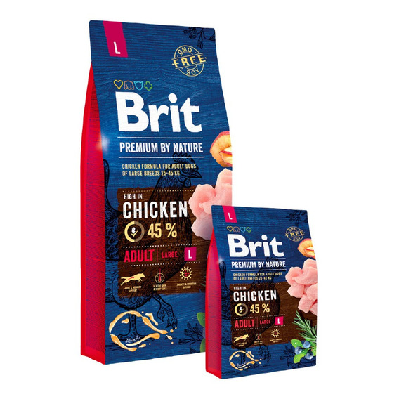 Brit Premium Perros Raza Grande 15kg Con Regalo (45% Pollo)