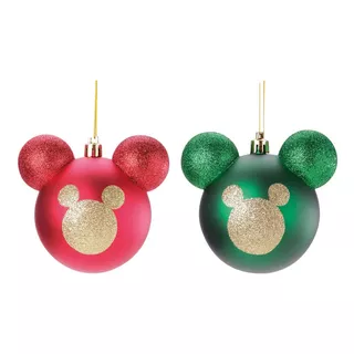 Bola De Natal Cabeca Do Mickey Em Glitter 6cm Jg 6 1019028