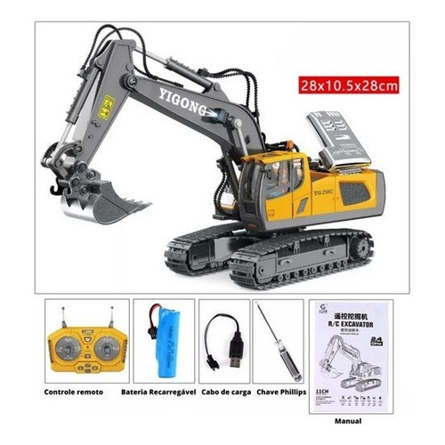 Tractor excavador retro con control remoto Mod: YG258c Color: naranja