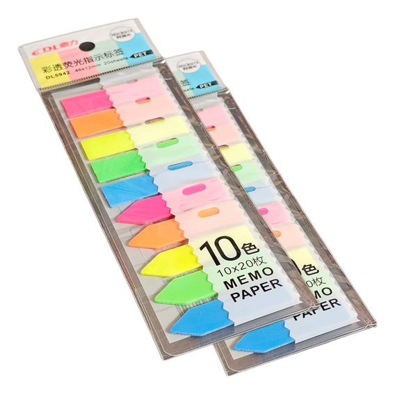 Notas Adhesivas Banderitas 5 Colores Set X2 Marcapáginas 