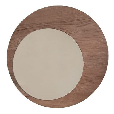 Espejo Circular Marco De Madera Mdf Paraíso 4004 Moderno Ad