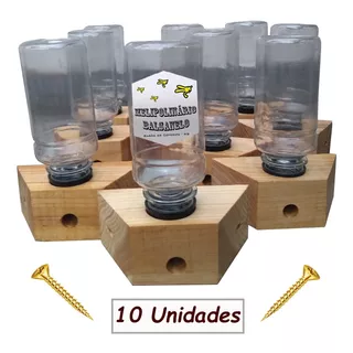 Kit 10 Alimentadores Roso Garrafas E Parafusos Abelhas Asf 