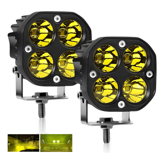 Faro Auxiliar Amarillo Led Para Moto Auto 4x4 Suv 80w 2pcs