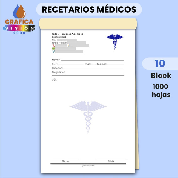Recetarios Médicos Logo Color - 10 Tal. Envío Gratis