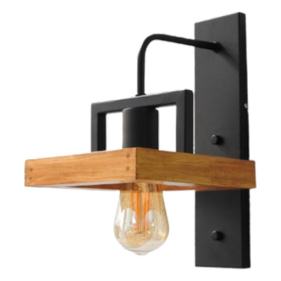 Aplique Pared Woody 115/1a Madera Negro Industrial Apto Led