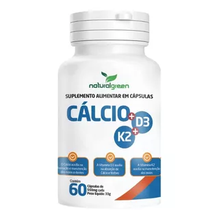 Cálcio+ D3+ K2 60 Cápsulas De 550mg Natural Green