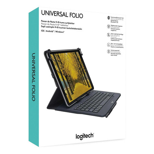 Teclado Logitech Universal Folio 9 A 10 Bluetooth Black Color del teclado Negro