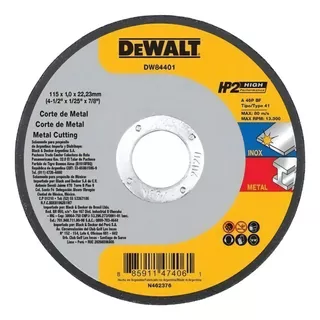 Disco 115mm X 1mm Acero Inox Metal Dewalt Dw84401 Corte