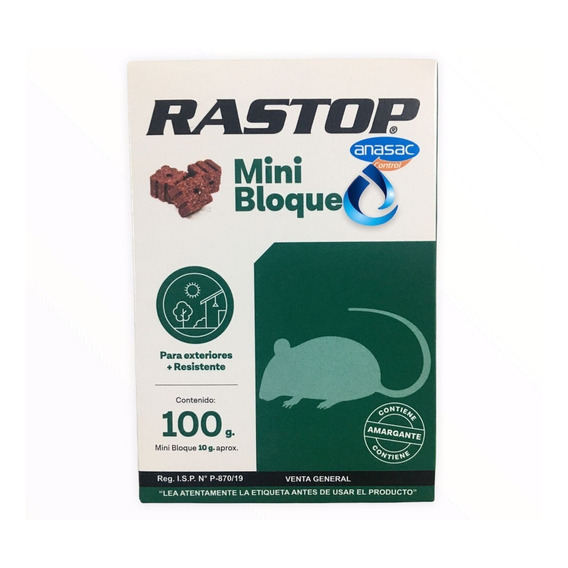 Cebo Mini Bloque Rastop Para Ratones 100gr - Anasac