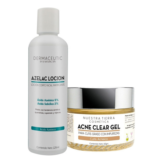 Kit Loción Azelac Anti-acné Y Matificante + Acne Clear Gel